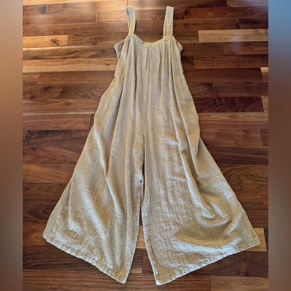 Frnch Madlie Woven Biege Jumpsuit, Size Medium